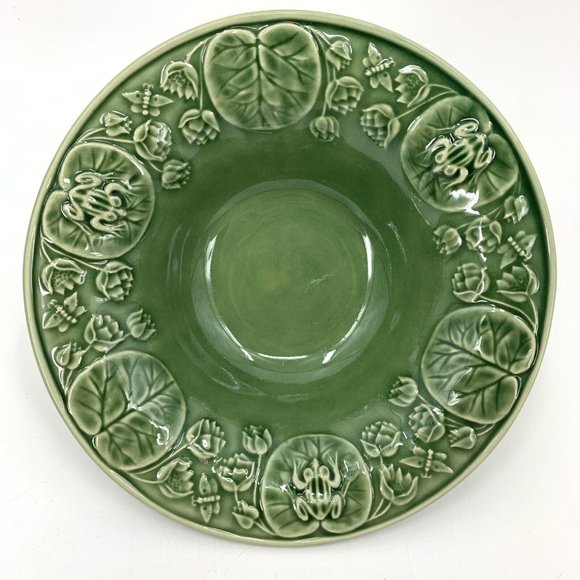 Bordallo Pinheiro Other - Bordallo Pinheiro Green Frog Lilypad Cereal Soup Bowl 7.5" Portugal